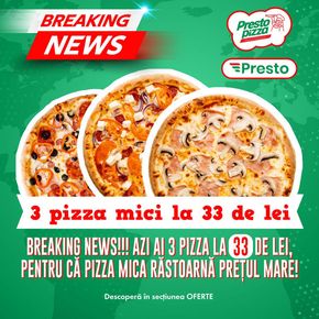 Catalog Presto Pizza Bragadiru | De 3 ori pizza delicioasă! | 2024-03-18 - 2024-03-31