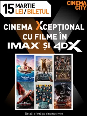 Catalog Cinema City Ploiești | Cinema Xcepțional cu filme în IMAX și 4DX! | 2025-03-11T00:00:00.000Z - 2025-03-25T00:00:00.000Z